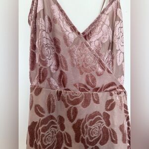 Elegant Floral Lace Chemise - Pink and Brown